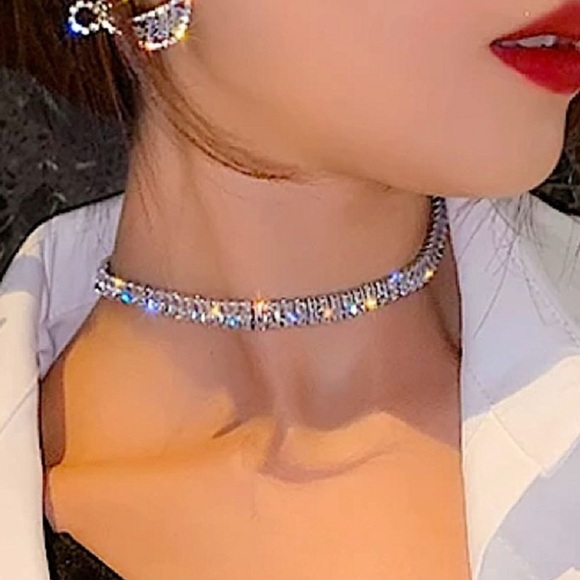 Sterling Silver Baguette Crystal Choker Rhinestone Necklace Matching Bra… - Picture 11 of 15